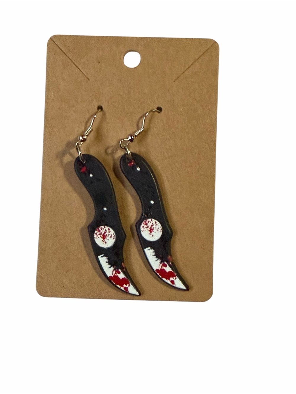 Black and White Knife-Shaped Dangle Earrings